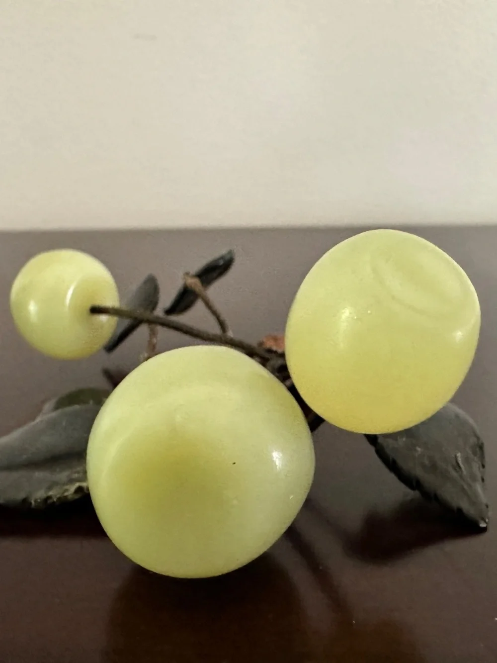 2 BUNCHES Of Vintage Green Onyx & Jade Stone Decorative Fruit
